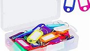 Cuttte 50 Pack Plastic Key Tags with Container, Key Labels with Ring and Label Window, 10 Colors