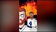 Dak Prescott & Cooper Rush - Dallas Cowboys Cartoon