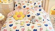 MorroMorn Toddler Bedding Set, Colorful Heart Duvet Cover Sets, Kawaii Pink Bed Set Fluffy Comforter Covers - Ultra Soft Blanket for Girls Kids Teen Twin/Twin XL Size