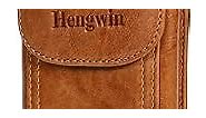 Hengwin Genuine Leather Cell Phone Holster Case with Belt Clip Belt Loop Fits for iPhone 15 Pro Max 14 Pro Max 13 Pro Max 12 Pro Max Samsung Galaxy S24 Ultra Belt Holder Phone Pouch for Belt (Brown)