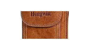 Hengwin Genuine Leather Cell Phone Holster Case with Belt Clip Belt Loop Fits for iPhone 15 Pro Max 14 Pro Max 13 Pro Max 12 Pro Max Samsung Galaxy S24 Ultra Belt Holder Phone Pouch for Belt (Brown)