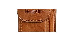 Hengwin Genuine Leather Cell Phone Holster Case with Belt Clip Belt Loop Compatible with iPhone 15 Pro Max 14 Pro Max 13 Pro Max 12 Pro Max 11 Pro Max 8 Plus Belt Holder Phone Pouch for Belt (Brown)