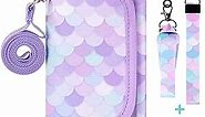 Choco Mocha Mermaid Scales Kids Wallets for Girls Ages 5-7 6-8 9-12, Little Girls Velcro Wallets with Lanyard Gift Box, Christmas Gift for Kids Girls, Purple