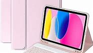 MMK iPad 10th Generation Case with Keyboard 10.9" 2022, iPad Keyboard10th Generation Case for (A2757/A2777/A2696), iPad Case with Detachable Bluetooth Keyboard & Pencil Holder (Pink)