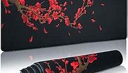 Large Gaming Mouse Pad for Desk,Plum Blossoms XXL Mouse Pad 35.4x15.7 Inch,Waterproof Desk Pad,Non-Slip Rubber Base Mice Pad,Keyboard Pad Computer Mat,Black Mouse pad