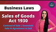 Sales of Goods Act 1930 | Contract of Sale | Essentials | Sale vs Agreement to Sell