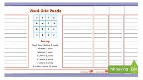 Word Grid Game Puzzle Worksheets Yr 5/6