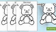 Cute Bear Theme Bunting To Colour