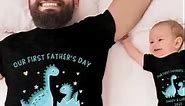 Personalized First Father's Day Shirt Set, Matching Daddy and Baby Shirts