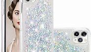 LEMAXELERS Compatible with iPhone 11 Pro Max Case, Bling Glitter Liquid Clear Case Floating Quicksand Shockproof Protective Sparkle Silicone Soft TPU Case for iPhone 11 Pro Max. YBL Love Silver