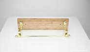 MyGift Modern Brass Plated Metal & Bamboo Wood Wall Mounted Paper Towel Holder Rack