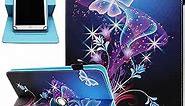 Universal 10 10.1 Inch Android Tablet Case, Dluggs 360 Degree Rotating Multi-Angle Viewing Stand Universal Case Cover for 10 10.1 and All 9.5-10.5 Inch Tablet, Shiny Butterfly