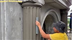 Construction Techniques To Decorate Beautiful Round Porch Columns Using Fine Sand Cement