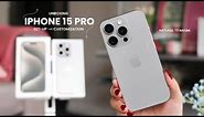 iphone 15 pro (natural titanium) unboxing, setup, & accessories