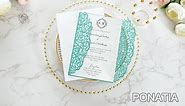 Teal Color Laser Cut Invitations Cards