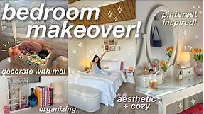 BEDROOM MAKEOVER! ⭐️ *aesthetic + cozy* pinterest inspired, decorating, organizing, etc! 🪴