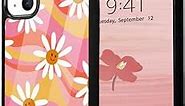Idocolors Cute Daisy Phone Case Compatible with iPhone 7/8/SE 2020,Colorful Strip Pattern Durable Protective Case Shockproof Dustproof Soft TPU Bumper Scratch Resistant Cover