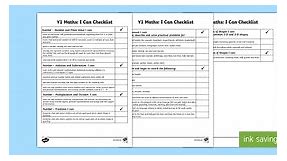 Year 1 Maths Assessment I Can Statements Checklist
