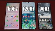 60Hz vs 90Hz vs 120Hz - Display Refresh Rate Comparison (S20 Ultra vs Note 10 Plus vs OnePlus 7 Pro)