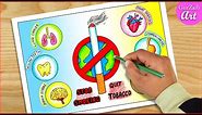 No tobacco day poster drawing / No smoking easy chart project idea