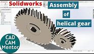 design and assembly of helical gear in solidworks using toolbox | solidworks tutorial for beginner