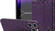 OOK Compatible with iPhone 14 Pro Max Leopard Print Case with Wrist Strap, Purple Leopard iPhone 14 Pro Max Cover Cheetah Print with Camera Protection for Women Girls, Purple Leopard