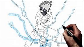 How To Draw Kakashi (Chidori Stance) | Step By Step | Naruto