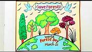 How to Draw Save Forests Poster Easy Steps//World Forest Day Drawing//Save Forest Save Life Chart