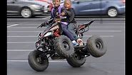 RIDING KIDS ATV ON 2 WHEELS