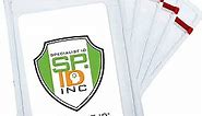 Bulk 100 Pack - Heavy Duty Clear Vinyl Badge Holders for Vertical Name Badges - Great for Employee or Student ID Card - Water Resistant Sleeves w Red Resealable Top for Multiple Cards by Specialist ID