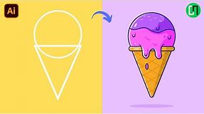 How to draw an Ice cream in adobe illustrator | Ice-cream cone Vector Tutorial