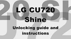 UNLOCK LG SHINE CU720 - How to Unlock LG cu720 by Unlock Code