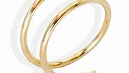 Double Nose Ring Hoop for Single Piercing, 14k Gold Filled or Sterling Silver Spiral Twist Nose Hoop for Women Men (Yellow Gold Filled -22g, Right Side-8mm)