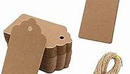 SallyFashion 100pcs Kraft Paper Gift Tags with String, Blank Gift Bags Tags Price Tags(Brown)