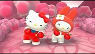 Hello Kitty and My Melody singing about the color red