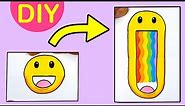 Amazing Rainbow Emoji Folding Suprprise Card Tutorial - How to Draw Cute Rainbow Emoji step by step