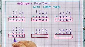 Addition || Addition With Carry Over || Four Digit Addition|| Easy Addition