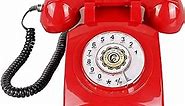 Retro Rotary Phone – 1960s Style Vintage Rotary Phone – Old-Fashioned Landline Phones for Home, Office, Desk – Retro Corded Phone with Mechanical Ringer