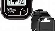GOLFBUDDY Voice 2 Talking GPS Rangefinder (Bundle), Long Lasting Battery Golf Distance Range Finder & Silicon Strap Wristband (Voice 2, Black Voice 2 + Black Wristband)