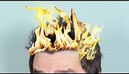 HAIR CATCHES ON FIRE!