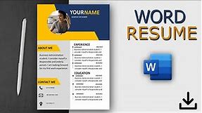 Resume Template free Download in Microsoft word
