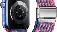 Nepfaivy Compatible with Apple Watch Band - 42mm 44mm 45mm Ultra 49mm Braided Stretchy Sport Loop for Apple Watch Series SE 8 7 6 5 4 3 2 1, Women Men Nylon Fabric Elastic Breathable Strap for iWatch