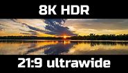 1 Hour of ultrawide HDR sunsets and ambient music. 8K HDR 21:9 (7680 x 3240).