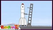 Big Construction: space rocket. Cartoons for kids.