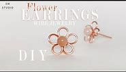 Flower earrings/Easy Ear Studs/Easy Earrings/Jewelry Set/Wire Wrap Earrings Tutorial/How to make