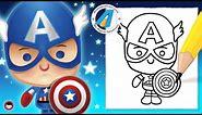 Draw Captain America - Marvel - Chibi - Kawaii - Cute and Easy - Disney - Cute Superhero