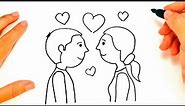 Cómo dibujar una Pareja de Enamorados paso a paso | Dibujo fácil de Pareja de Enamorados