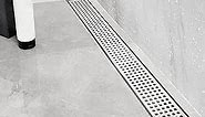 Neodrain 24-Inch Linear Shower Drain with Quadrato Pattern Grate,Brushed 304 Stainless Steel Rectangle Shower Floor Drain,Linear Drain with Leveling Feet,Hair Strainer
