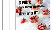 3 Pack Acrylic Sign Holder 6 x 8 inch A5 Clear Stands for Display Double-sided Flyer Holder for Exhibition, Wedding, Ad Picture, Party, Office, Shop, Cafes, Restaurant, Hotel