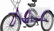 MOONCOOL Adult Tricycle 7 Speed, Three Wheel Bikes for Seniors, Adults, Teenagers, 20/24/26-Inch Wheels, Cargo Basket, Multiple Colors